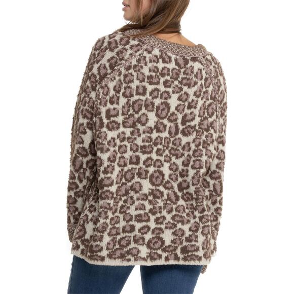 Free People Women's Grey Antler Combo Little Animal Sweater Size XL NEW - Picture 2 of 2